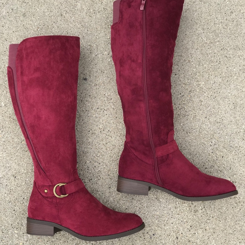 RESTOCK Nature Breeze Burgundy Wine Knee High BOOT - Picture 2 of 7